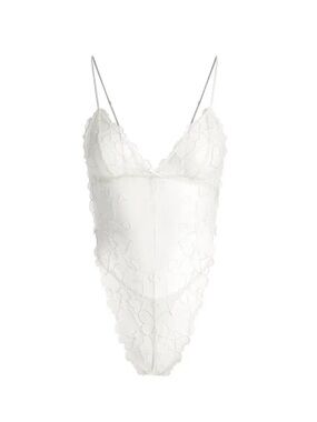 NWT SKIMS Embroidered Tulle Teddy - Marble Size Medium